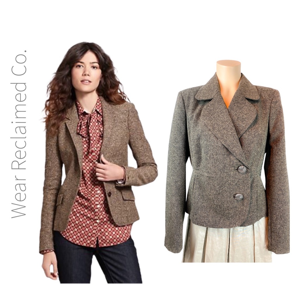 JESSICA Tan Brown Tweed Career Blazer